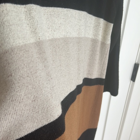 🛍️Marc by Marc Jacobs Long Black/Brown/Tan Merino Wool Cardigan Sweater M/L - Picture 4 of 8